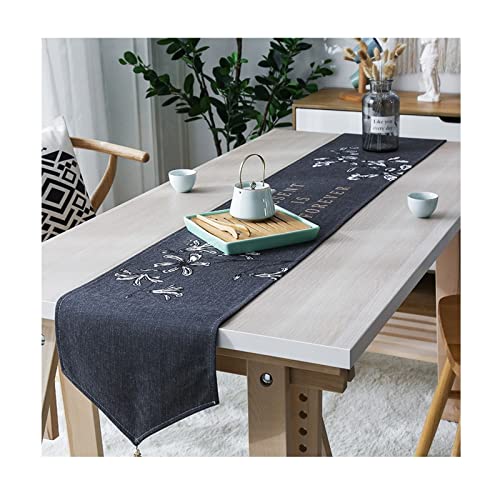 Epinki Tischläufer Frühling Fallende Blumen, 30x240 cm Polyester Tischläufer Abwaschbare, Tischband Geeignet für Familienfeiern, Hochzeiten, Hoteldekorationen, Fallende Blumen（Grau） von Epinki