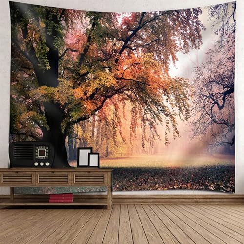 Epinki Wandbehang 260x240cm, Natur Landschaft Wandteppich Baum Dschungel Tapisserie Multicolor aus Polyester, Wandtücher für Wohnzimmer Schlafzimmer Wohnheim Wanddeko von Epinki