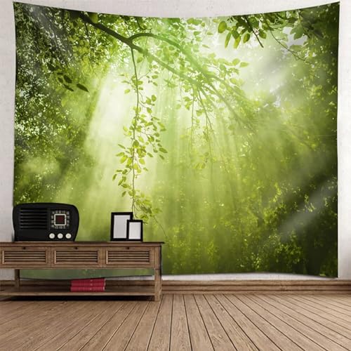 Epinki Wandbehang Baum Sonnenschein, Landschaft Natur Wandteppich Wandteppiche Grün aus Polyester, Tapestry für Wohnzimmer, Wohndekor, 300x256cm von Epinki