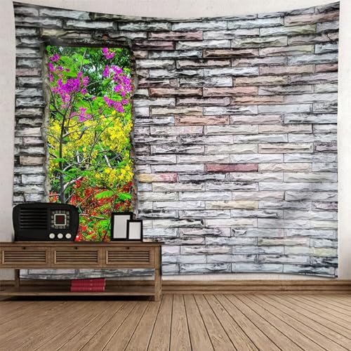 Epinki Wandbehang Multicolor, Natur Landschaft Wandteppich Stein Wand Blumen Wandteppiche aus Polyester, Tuch für Zimmer Wohnheim Schlafazimmer, 240x220cm von Epinki
