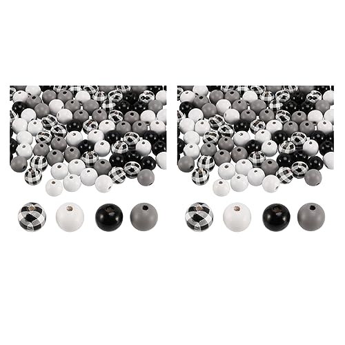 Epodmalx 320 Stücke Runde Perlen Perlen Sommer Weihnachten Perle Natürliche Bauernhaus Perlen (Schwarz Weiß) von Epodmalx
