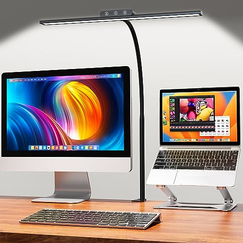 EppieBasic Schreibtischlampe LED Dimmbar, helle Schreibtischlampe LED Klemmbar, Augenschutz Arbeitslampe für Homeoffice, Schwanenhals Büro Tischlampe, moderne Monitor Lampe für die Studie lesen von EppieBasic