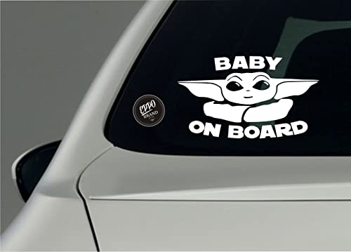 EppoBrand Baby Yoda Boy Girl On Board Mandalorian Car Window Vinyl Sticker 8x5.5" für Autos LKW Fenster Stoßstange Kühlschrank Skate Binder (BabyBoy) von EppoBrand