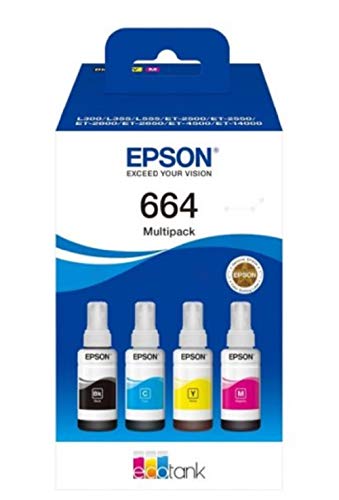 Epson C13T664640 Tinte (4) Cyan, Magenta, gelb, schwarz 280 ml 25.000 Seiten Flasche EcoTank 664 von Epson