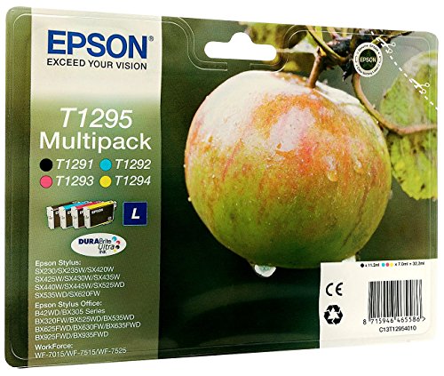 Epson C13T12954010 BX320FW Tintenpatrone Kit, Multipack, 11.2 ml schwarz, 3 x 7 ml cyan/magenta/gelb von Epson