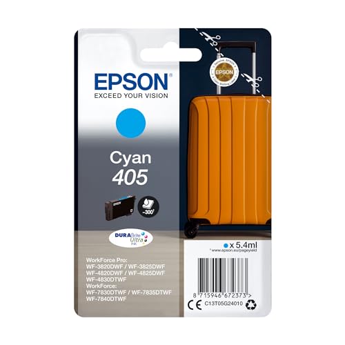 Epson Orginal 405 Tinte Koffer Singlepack Cyan Standard WF-3820DWF WF-3825DWF WF-4820DWF WF-4825DWF WF-4830DTWF WF-7830DTWF WF-7835DTWF WF-7840DTWF DURABrite Ultra Ink, ReadyPrint Flex-Tintentarife von Epson