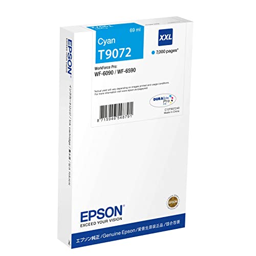 Original Epson C13T907240 / T9072, Premium Drucker-Patrone, Cyan, 7000 Seiten, 69 ml von Epson