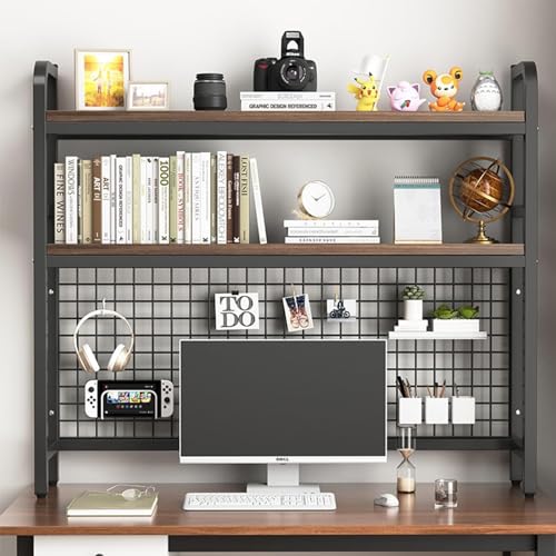 Bücherregal für den Computer-Desktop – verstellbares Bücherregal mit 2 Ebenen für den Schreibtisch, Bücherregal für die Schreibtisch-Arbeitsplatte, Mehrzweck-Bücherregal aus Holz für die Arb von ErWaad