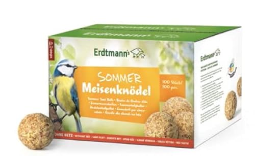 ERDTMANNS - 100 Sommermeisenknödel für Wildvögel ohne Netz I Vielfältige Zusammensetzung I Leichte Nahrungsaufnahme I Sommerliche Alternative I Umweltfreundlich I Große Menge von Erdtmann's