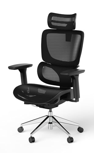 Ergolutions® Bürodrehstuhl Senta FX Mesh - ergonomischer Büro-Gamingstuhl, verstellbare 3D Kopfstütze, Mesh-Gewebe, atmungsaktiv, für große Personen, 7 Jahre Garantie, BIFMA Zertifiziert von Ergolutions