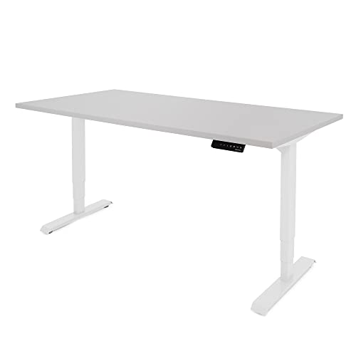 Ergotopia Desktopia Lite Elektrisch höhenverstellbarer Schreibtisch für Büro oder Home Office - 5 Jahre Garantie - ergonomischer Schreibtisch höhenverstellbar mit Grauer Tischplatte (180 x 80 cm) von Ergotopia