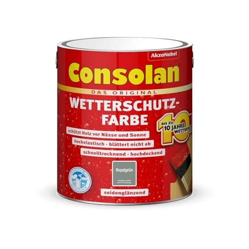 Consolan Wetterschutzfarbe 2,5 l Royalgrün Deckend Holzschutz Außen Consolan Wetterschutzfarbe 2,5 l Royalgrün Deckend Holzschutz Außen von Consolan
