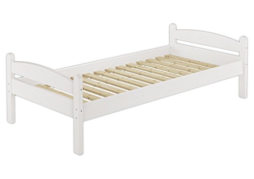 Erst-Holz® Kieferbett massiv weiß Einzelbett 100x200 Futonbett Jugendbett Singlebett Rollrost 60.32-10 W von Erst-Holz