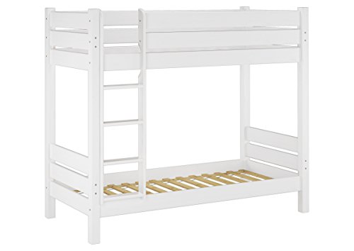 Erst-Holz® Etagenbett extra stabil 80x190 Weiss, Nische 100 cm, mit 2 Rollroste 60.16-08-190W von Erst-Holz