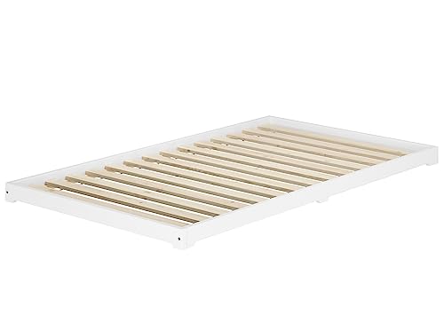 Erst-Holz Weißes Teenagerbett Futon extra niedriges Studentenbett 120x200 Kiefer V-60.47W-12, Ausstattung:Rollrost inkl. von Erst-Holz