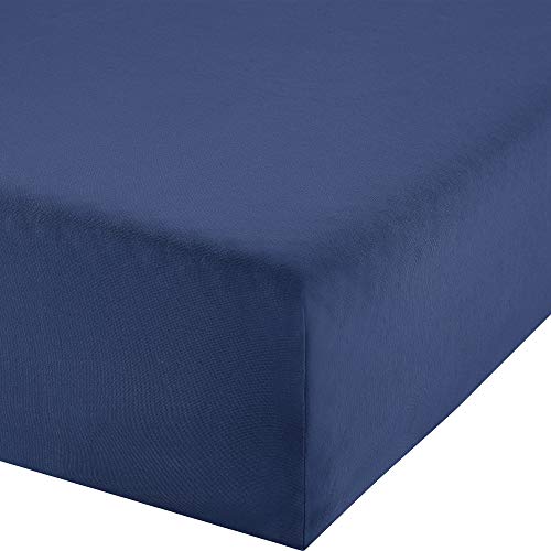 Erwin Müller Boxspringbett-Spannbettlaken Freising Elasthan-Jersey-Stretch dunkelblau Größe 90x190-100x220 cm- dehnbar, antipilling, bügelfrei, Rundumgummi (weitere Farben,Größen) von Erwin Müller