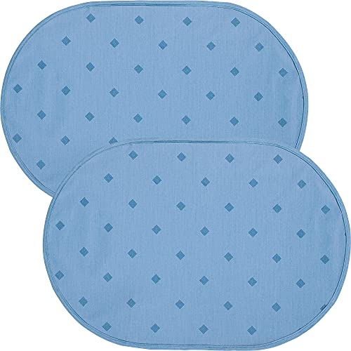 Erwin Müller abwaschbares Tischset, Platzset 2er-Pack Neuss im Rautendesign, blau Größe oval 35x50 cm - acrylversiegeltes Gewebe für leichtes Wischen (weitere Farben) von Erwin Müller