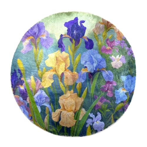 Eslifey Luxuriöser, zotteliger weicher Teppich, violettes Iris-Muster, für den Innenbereich, flauschig, rutschfest, moderne Heimdekoration für Schlafzimmer, Kinderzimmer, Wohnzimmer, 70 cm von Eslifey