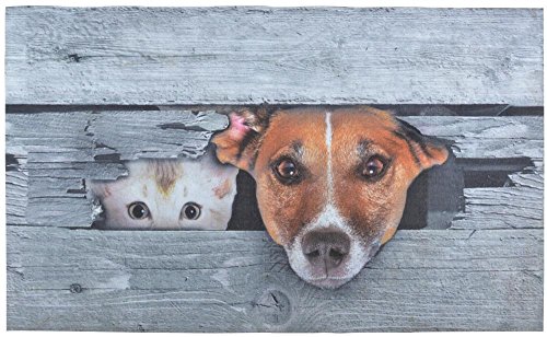 Esschert Design Türmatte Kuckuck! Hund & Katze, 75 x 45,5 x 0,2 cm, aus Polyester, Fuß Abstreifer von Esschert Design