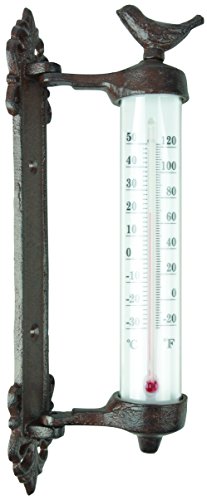 Esschert Design Wandthermometer Vogel, aus den Materialien „Gusseisen, PE, PS und Kerosin“, 5,4 x 9,4 x 27,3 cm von Esschert Design