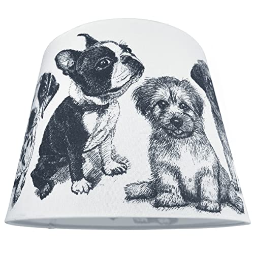 ESSENCE Lights, WOOF-Design, konisch Lampenschirm stoff, lampenschirm groß, leinen, Hundeillustration, lampenschirm nachttischlampe, lampenschirm für Tischlampe/Hängelampe/Stehlampe, 35cm von Essence