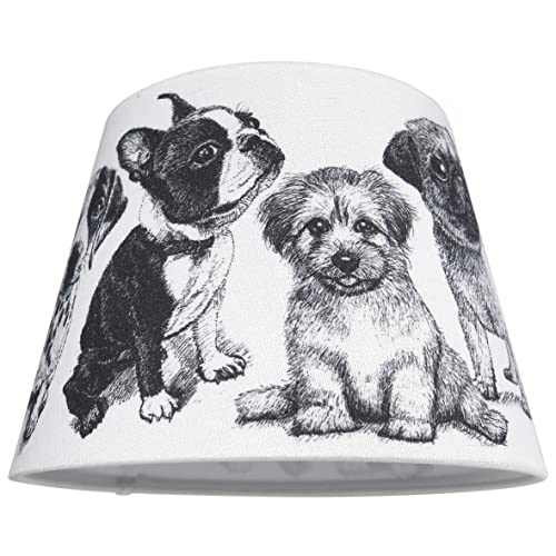 ESSENCE Lights, WOOF-Design, konisch Lampenschirm stoff, lampenschirm klein, leinen textilschirm, Hundeillustration, lampenschirm nachttischlampe, lampenschirm für Tischlampe/Hängelampe, 25cm von Essence