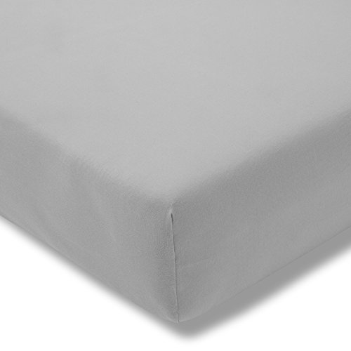 ESTELLA Topper-Spannbetttuch Zwirnjersey | Platin | 180-200x200 cm | passend für Topperhöhen von 7-10 cm | trocknerfest und bügelfrei | 97% Baumwolle 3% Elastan von ESTELLA