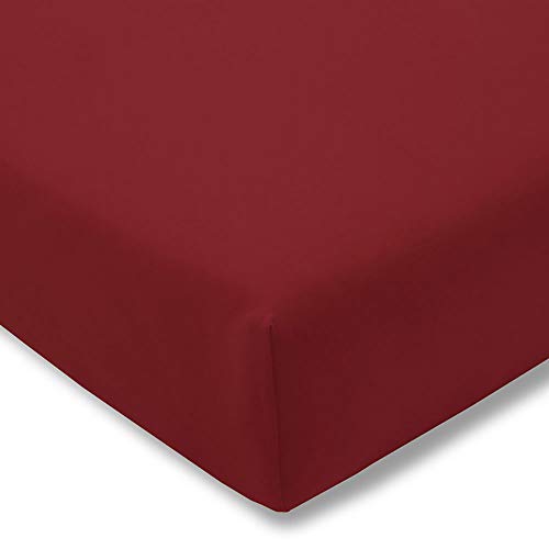 ESTELLA Spannbetttuch Zwirnjersey | Kirsch | 200x200 cm | passend für Matratzen 180-200 cm (Breite) x 200-220 cm (Länge) | trocknerfest und bügelfrei | 100% Baumwolle | 97% Baumwolle 3% Elastan von ESTELLA