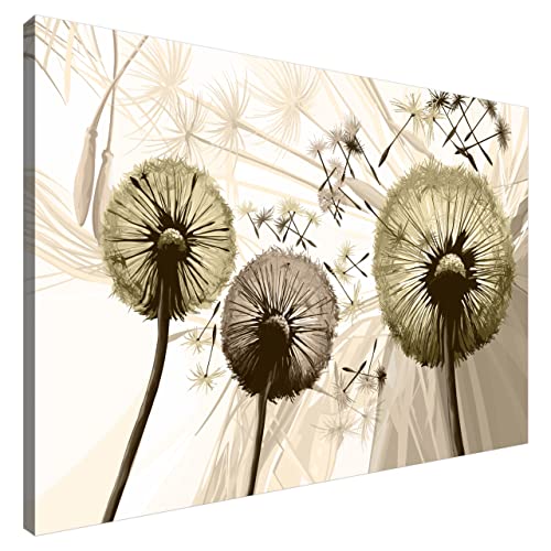 Estika® Leinwand bilder - Pusteblume Sepia - 90x60 cm, 1 teilige kunstdruck - Wandbilder wohnzimmer, schlafzimmer, Moderne wanddeko, Bild auf leinwand - Blumen bilder - 4155A_1L von Estika