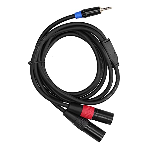 Estink 3,5 Mm zu Zwei XLR-Stereokabeln, 1/8 Zoll -Buchse zu 2 XLR-Stecker-Y-Splitter-Adapterkabel, Hochelastisches PVC-Kabel, Plug and Play, Einfach zu Bedienen(1,8M) von Estink