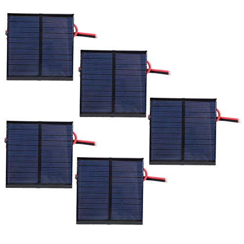 Estink Kleine Polykristalline Solarzelle, 5 Stück 5,5 V, 0,6 W Mini-Solarbatterie-Panel, Polykristallines Silizium Solarpanel mit 30-cm-Kabel, 65 x 65 mm, DIY, Wissenschaft Projekte, Spielzeug von Estink