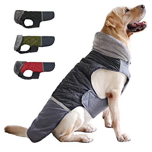 Etechydra Hundemantel Jacken Plüsch Reflektorend, Hundejacken Reversibel Winter Wasserdicht Winddicht Hundejacke Warm Kleidung Mantel Hundeweste für Kleine Mittelere und Große Hunde,Schwarz, M. von Etechydra