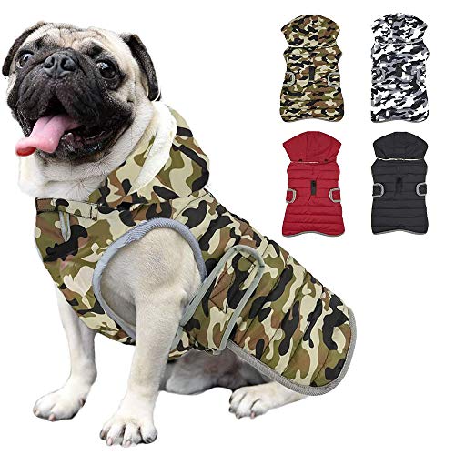 Etechydra Reflektierend Hundejacke with Abnehmbarem Hut, wasserdichte Winter Fleece Warme Jacke Hundemantel, Hund Jacken Mantel Hoodie Hundejacke für Kleine Mittelere und Große Hunde, Grün，S von Etechydra