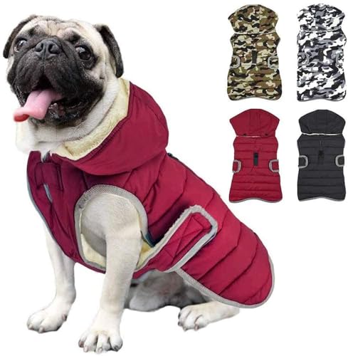 Etechydra Reflektierend Hundejacke with Abnehmbarem Hut, wasserdichte Winter Fleece Warme Jacke Hundemantel, Hund Jacken Mantel Hoodie Hundejacke für Kleine Mittelere und Große Hunde, Rot，XS von Etechydra