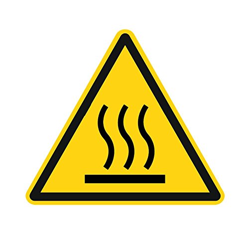 Warnzeichen W017 - Warnung vor heißer Oberfläche - Aufkleber aus Folie - 50 mm - 250 Stück von simhoa