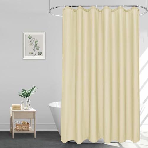 EurCross Duschvorhang Beige 180x200 cm Textil Polyester Stoff Bad Vorhang, Wasserdicht Waschbar Duschvorhänge für Bad Badewanne, Anti-Schimmel Schnell Trocknend 1,8 x 2m lang mit 12 Ringen von EurCross