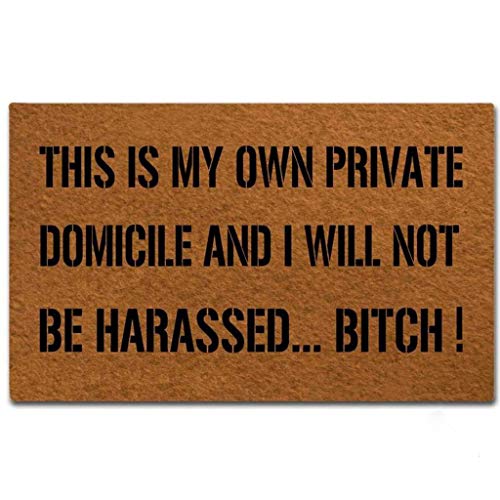 Eureya Fußmatte mit Aufschrift „This is My Own Private Domicile and I Will Not Be Harassed Bitch“, rutschfeste Fußmatte 76,2 x 45,7 cm von Eureya