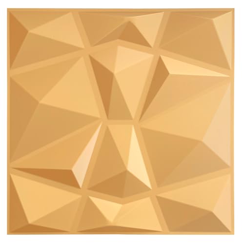 12PCS/3 m² 3D Paneele PVC Kunststoffpaneele Wandpaneele Gaming Zimmer Wand Decke 3D Optik Diamant (12) PVC 3D Platten, D094 Gold Karamell von Eurodeco