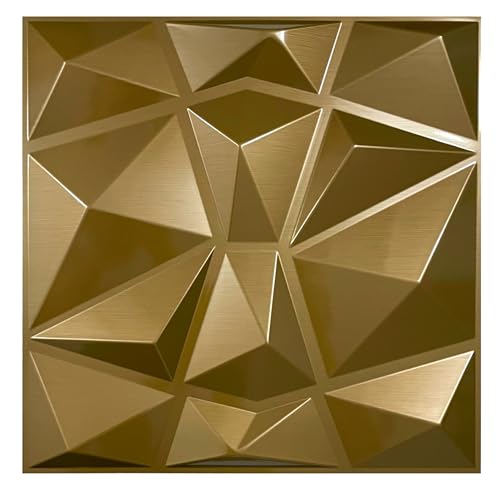 Gold 3D Paneele PVC 50cm x 50cm Kunststoffpaneele 20 Stück Wandpaneele Brushed Gaming Zimmer Wand Decke 3D Optik Diamant PVC 3D Platten von Eurodeco
