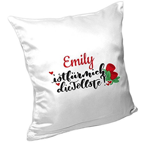 Eurofoto Kissen mit Emily ist die Tollste - Lettering-Motiv - | Namenskissen personalisiert | Kuschelkissen | Schmusekissen von Eurofoto