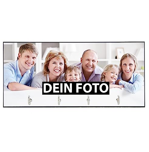 Eurofoto Schlüsselbrett mit Foto und Wunschtext | Schlüsselleiste aus Holz personalisiert | Schlüsselboard gestaltbar von Eurofoto