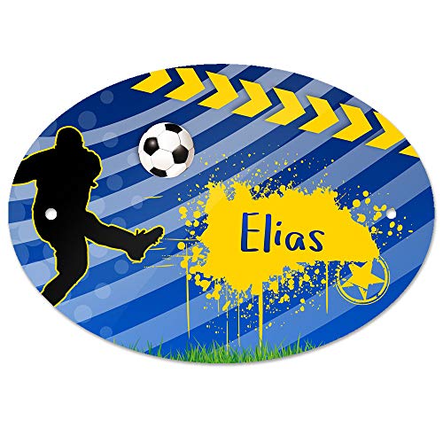 Türschild mit Namen Elias und Fußball-Motiv für Jungen | Kinderzimmer-Schild von Eurofoto