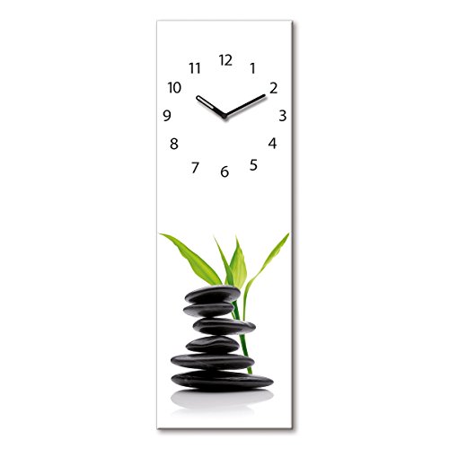 Wanduhr aus Glas, Green Shelter, Steine, Zen, weiß, 20x60 cm von Eurographics von EuroGraphics