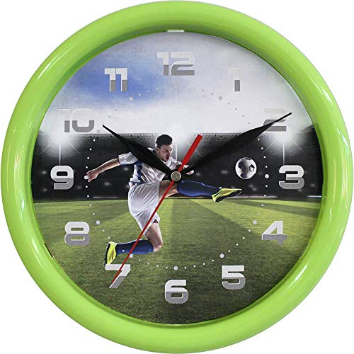 Eurotime Fussball Quarz Wanduhr kein Ticken, schleichende Sekunde (geräuscharm) Modell 80090 von Eurotime