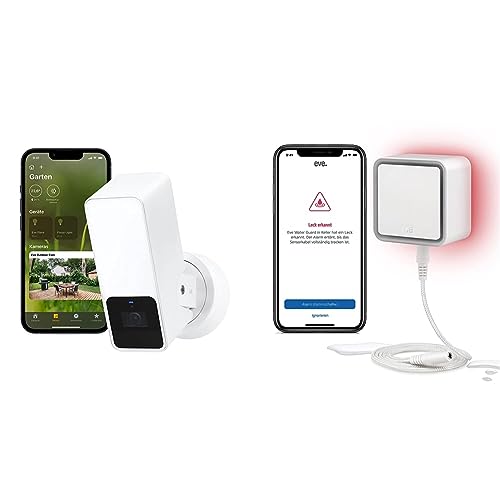 Eve Outdoor Cam (White Edition) – Smarte Überwachungskamera & Water Guard - Smarter Wassermelder, 2m Sensorkabel (verlängerbar) von Eve