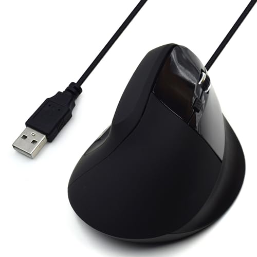 Ewent EW3157 Vertikale Maus Vertical Ergonomic Optical Mouse, USB Kabel Kompatibel, Rechtshänder, Komfort & Stamm Elimination am Hand & Gelenk, 800/1200/1600 DPI, 5 Tasten von Ewent