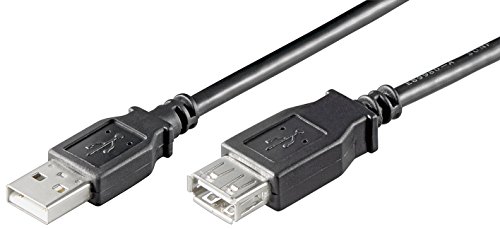 Ewent Kabel USB 2.0 Typ A/Stecker auf A/weiblich, doppelt geschirmt AWG 28 in Kupfer, Rata-Übertragungsrate bis 480 Mbit, Schwarz 1.00 m schwarz von Ewent