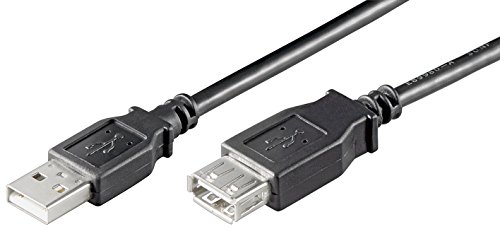 Ewent Kabel USB 2.0 Typ A/Stecker auf A/weiblich, doppelt geschirmt AWG 28 in Kupfer, Rata-Übertragungsrate bis 480 Mbit, Schwarz 1.80 m schwarz von Ewent