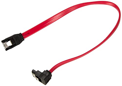 Ewent SATA III Kabel, Geschwindigkeit 6 Gbits mit Metallclips, SATA L-Type 90° abgewinkelt, Rot, 0,3 m von Ewent