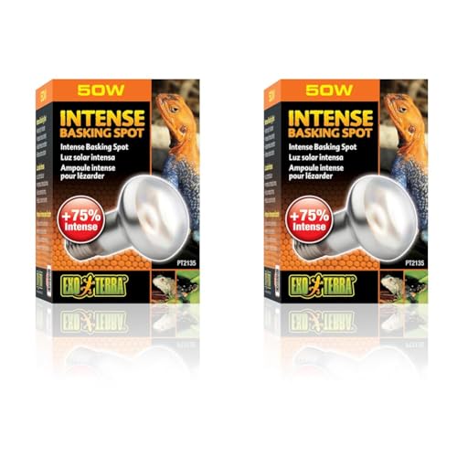 Exo Terra Intense Basking Spot, Wärmespotlampe, Gelb, R20, 50W, Fassung E27, 1 Stück (2er Pack) von Exo Terra